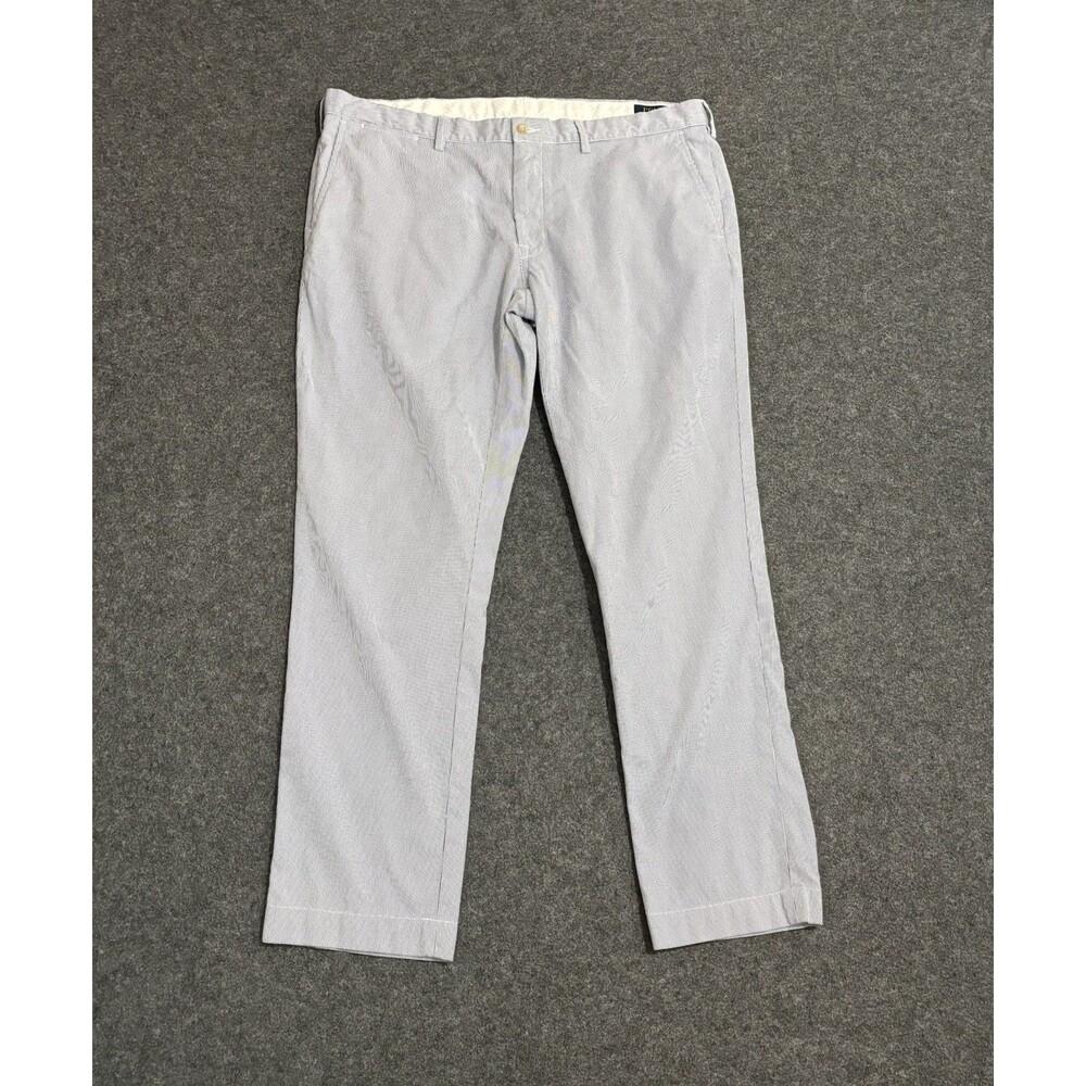 Polo Ralph Lauren Pants Mens Size 40x32 Blue Striped Flat Front Slim Fit